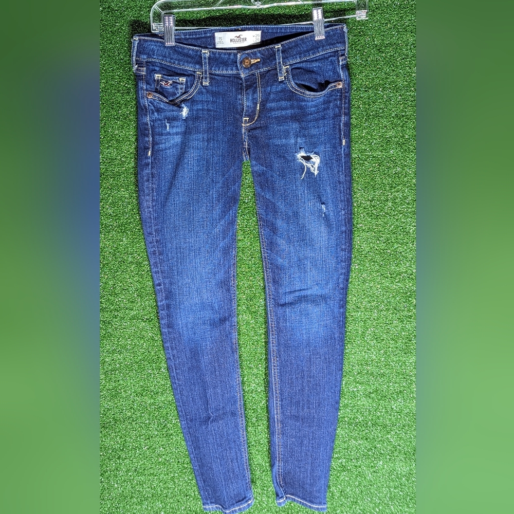 Hollister jeans juniors size 1 distressed skinny stretch